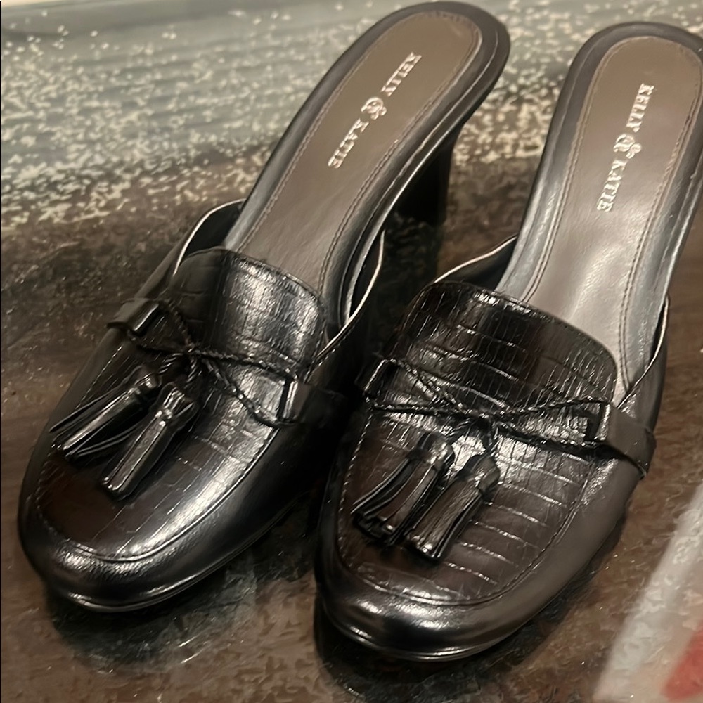 Kelly & Katie Black Textured Mules - Picture 3 of 6